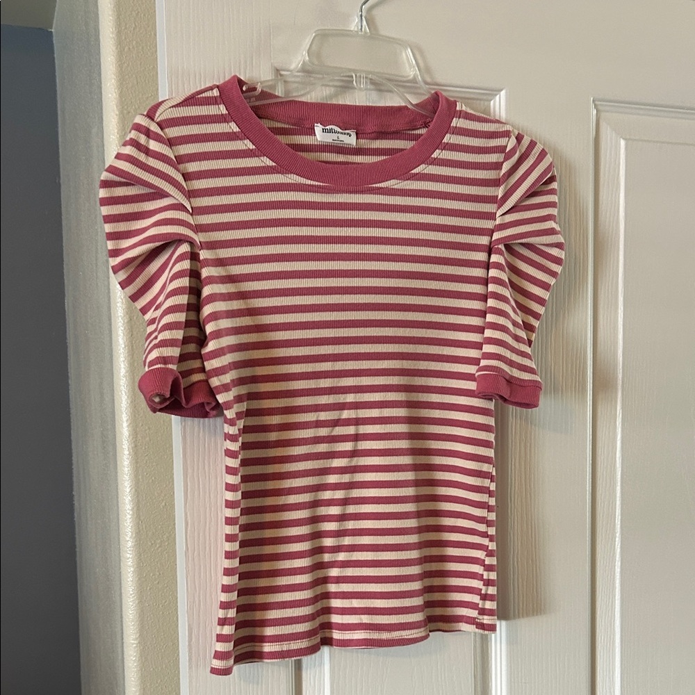 Hanna Andersson Pink and Cream Striped Tee